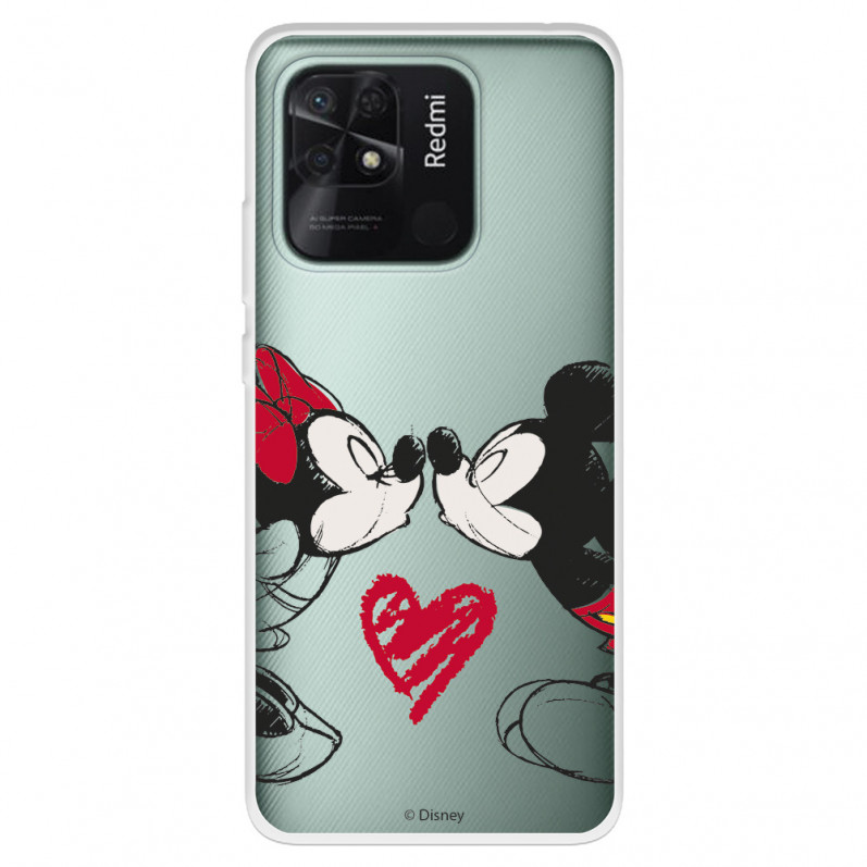 Funda para Xiaomi Redmi 10C Oficial de Disney Mickey y Minnie Beso - Clásicos Disney