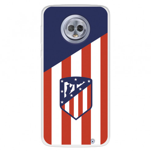 Funda para Motorola Moto G6 Plus del Atlético de Madrid Escudo Fondo Atletico  - Licencia Oficial Atlético de Madrid