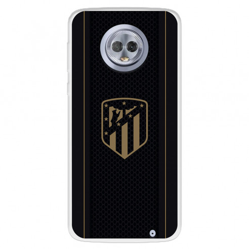 Funda para Motorola Moto G6 Plus del Atlético de Madrid Escudo Dorado Fondo Negro  - Licencia Oficial Atlético de Madrid