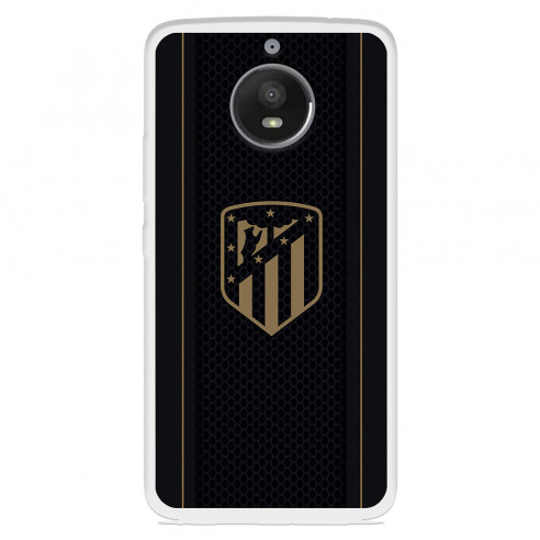 Funda para Motorola Moto E4 del Atlético de Madrid Escudo Dorado Fondo Negro  - Licencia Oficial Atlético de Madrid