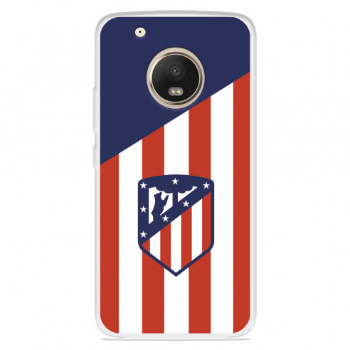 Funda para Motorola Moto G5 Plus del Atlético de Madrid Escudo Fondo Atletico  - Licencia Oficial Atlético de Madrid