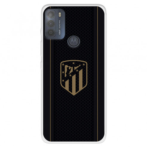 Funda para Motorola Moto G50 5G del Atlético de Madrid Escudo Dorado Fondo Negro  - Licencia Oficial Atlético de Madrid