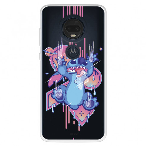 Funda para Motorola Moto G7 Plus Oficial de Disney Stitch Graffiti - Lilo & Stitch