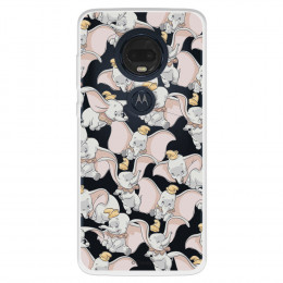 Funda para Motorola Moto G7 Plus Oficial de Disney Dumbo Siluetas Transparente - Dumbo