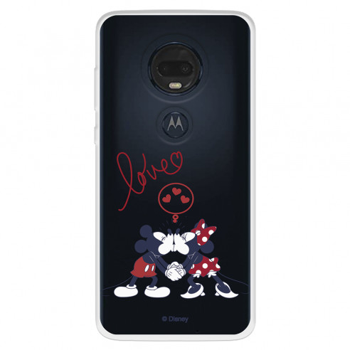 Funda para Motorola Moto G7 Plus Oficial de Disney Mickey y Minnie Love - Clásicos Disney