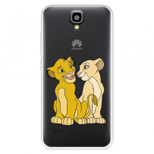 Funda para Huawei Y560 Oficial de Disney Simba y Nala Silueta - El Rey León