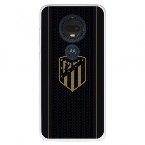 Funda para Motorola Moto G7 Plus del Atlético de Madrid Escudo Dorado Fondo Negro  - Licencia Oficial Atlético de Madrid