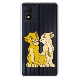 Funda para Alcatel 1B 2022 Oficial de Disney Simba y Nala Silueta - El Rey León