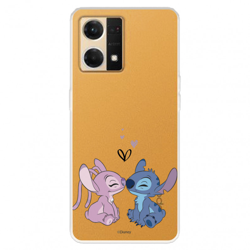 Funda para Oppo Reno 7 4G Oficial de Disney Angel & Stitch Beso - Lilo & Stitch