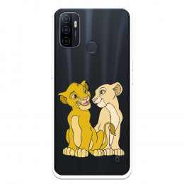 Funda para Oppo A53s Oficial de Disney Simba y Nala Silueta - El Rey León