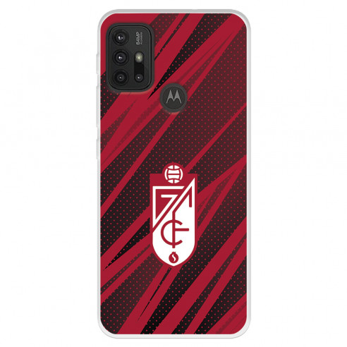 Funda para Motorola Moto G10 del Granada CF Escudo - Líneas Rojas y Negras  - Licencia Oficial Granada CF