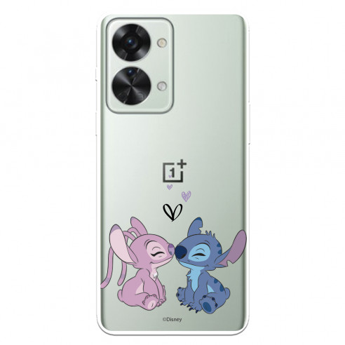 Funda para OnePlus Nord 2T 5G Oficial de Disney Angel & Stitch Beso - Lilo & Stitch