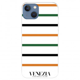 Funda para IPhone 14 Max del Venezia Football Club Fondo Blanco Rayas  - Licencia Oficial Venezia Football Club