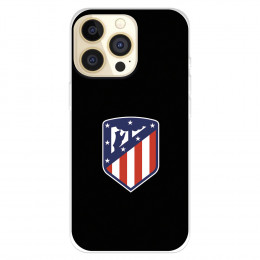 Funda para IPhone 14 Pro del Atlético de Madrid Escudo Fondo Negro  - Licencia Oficial Atlético de Madrid