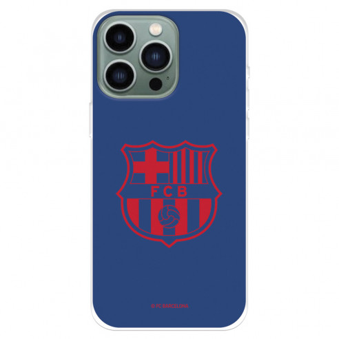 Funda para IPhone 14 Pro Max del FC Barcelona Escudo Rojo Fondo Azul  - Licencia Oficial FC Barcelona