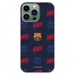 Funda para IPhone 14 Pro Max del FC Barcelona Escudo Patrón Rojo y Azul  - Licencia Oficial FC Barcelona