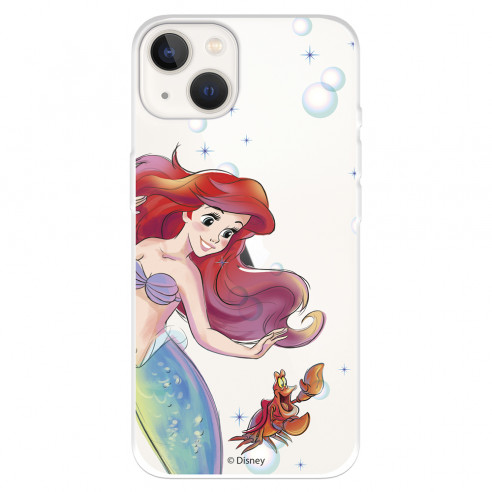 Funda para IPhone 14 Oficial de Disney Ariel y Sebastián Burbujas - La Sirenita