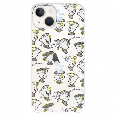 Funda para IPhone 14 Oficial de Disney Chip Potts Siluetas - La Bella y la Bestia