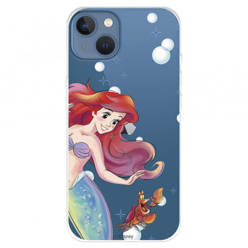 Funda para IPhone 14 Max Oficial de Disney Ariel y Sebastián Burbujas - La Sirenita