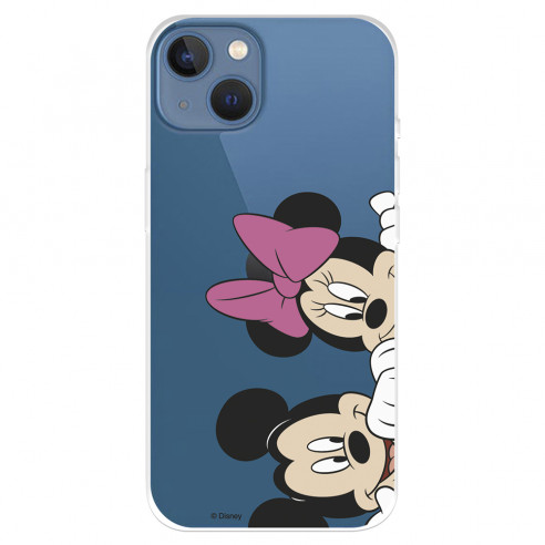 Funda para IPhone 14 Max Oficial de Disney Mickey y Minnie Asomados - Clásicos Disney