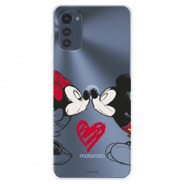 Funda para Motorola Moto E32 Oficial de Disney Mickey y Minnie Beso - Clásicos Disney