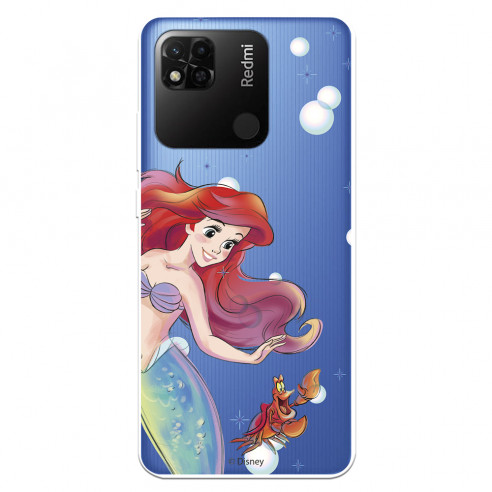 Xiaomi Coque pour Redmi 10A Officielle de Disney Ariel et Sébastien Bulles - La Petite Sirène