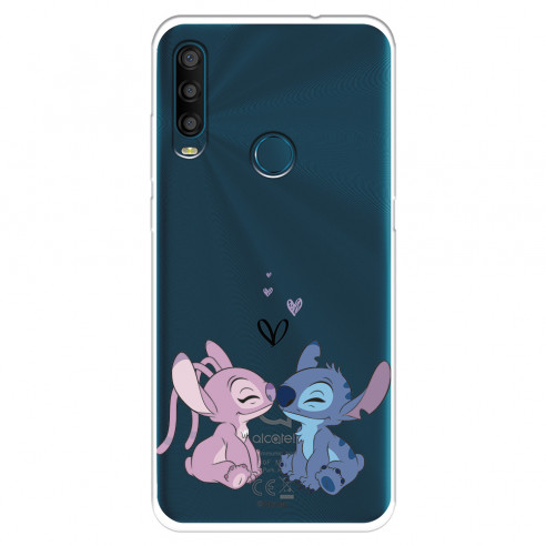 Funda para Alcatel 1SE 2020 Oficial de Disney Angel & Stitch Beso - Lilo & Stitch