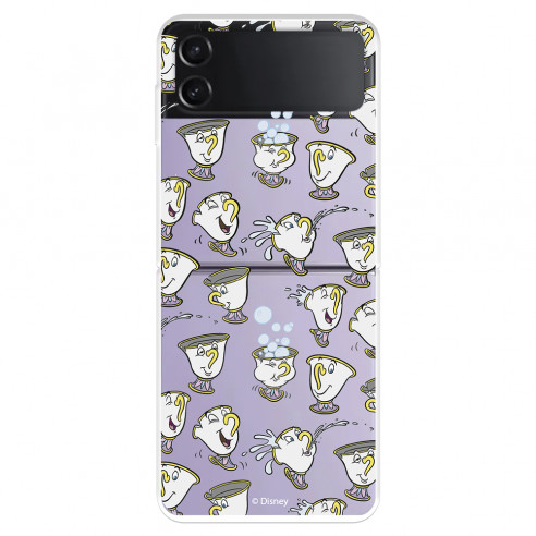 Funda para Samsung Galaxy Z Flip4 Oficial de Disney Chip Potts Siluetas - La Bella y la Bestia