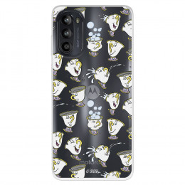 Funda para Motorola Moto G52 Oficial de Disney Chip Potts Siluetas - La Bella y la Bestia