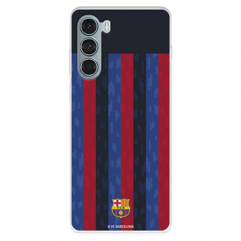 Funda para Motorola Moto G200 5G del FC Barcelona Fondo Rayas Verticales  - Licencia Oficial FC Barcelona