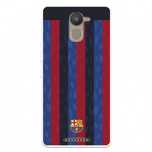 Funda para BQ Aquaris U Plus del FC Barcelona Fondo Rayas Verticales  - Licencia Oficial FC Barcelona