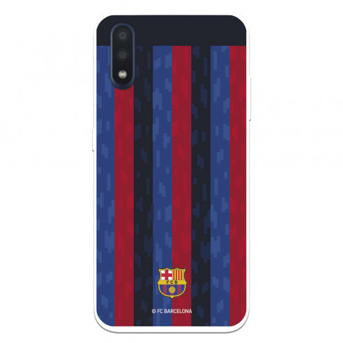 Funda para Samsung Galaxy A01 del FC Barcelona Fondo Rayas Verticales  - Licencia Oficial FC Barcelona