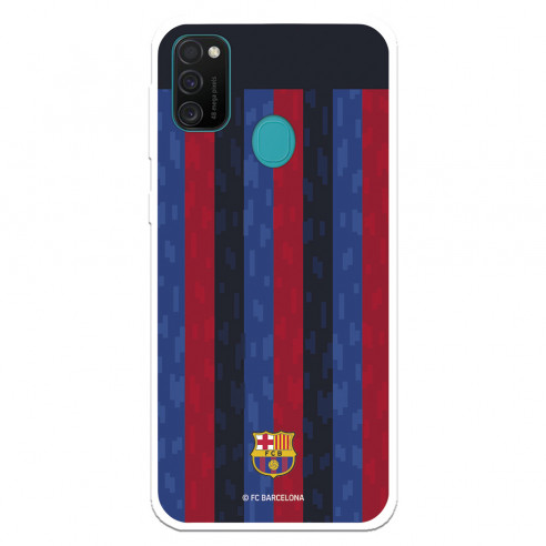 Funda para Samsung Galaxy M21 del FC Barcelona Fondo Rayas Verticales  - Licencia Oficial FC Barcelona