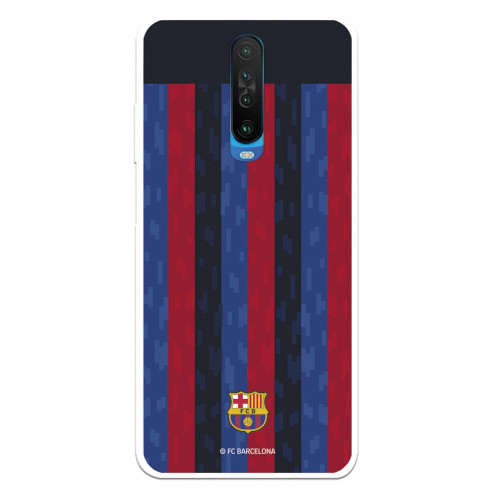 Funda para Xiaomi Redmi K30 del FC Barcelona Fondo Rayas Verticales  - Licencia Oficial FC Barcelona