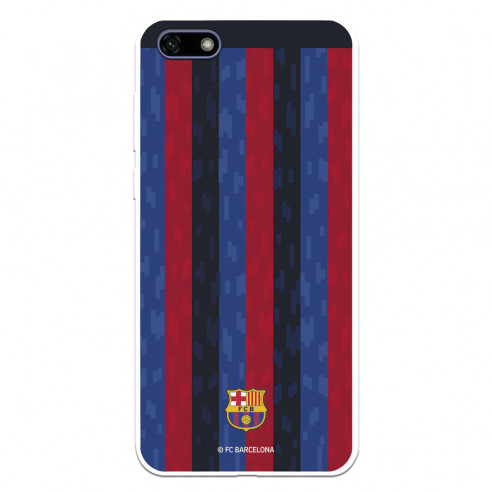 Funda para Huawei Y5 2018 del FC Barcelona Fondo Rayas Verticales  - Licencia Oficial FC Barcelona