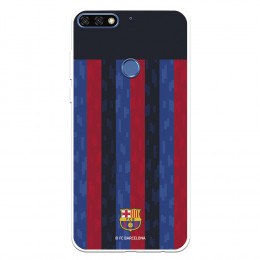 Funda para Huawei Y7 2018 del FC Barcelona Fondo Rayas Verticales  - Licencia Oficial FC Barcelona