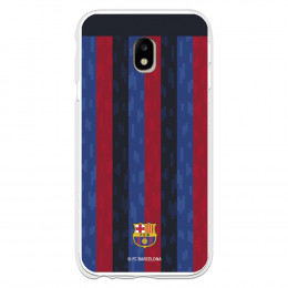 Funda para Samsung Galaxy J3 2017 Europeo del FC Barcelona Fondo Rayas Verticales  - Licencia Oficial FC Barcelona