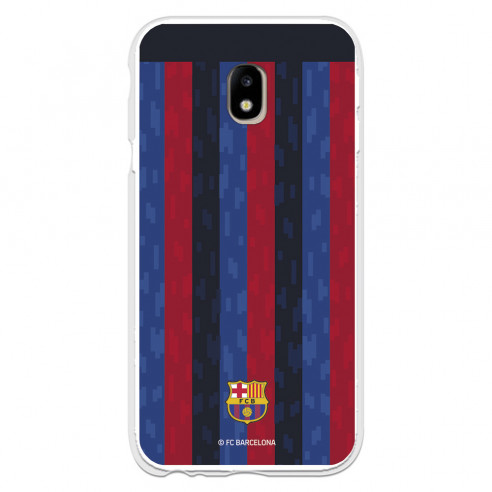 Funda para Samsung Galaxy J3 2017 Europeo del FC Barcelona Fondo Rayas Verticales  - Licencia Oficial FC Barcelona