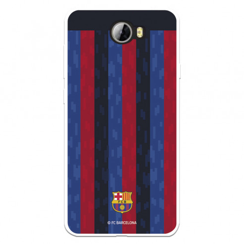 Funda para Huawei Y6 II Compact del FC Barcelona Fondo Rayas Verticales  - Licencia Oficial FC Barcelona