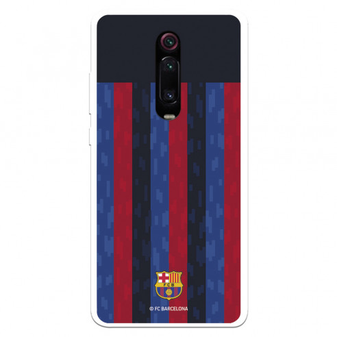 Funda para Xiaomi Mi 9T del FC Barcelona Fondo Rayas Verticales  - Licencia Oficial FC Barcelona