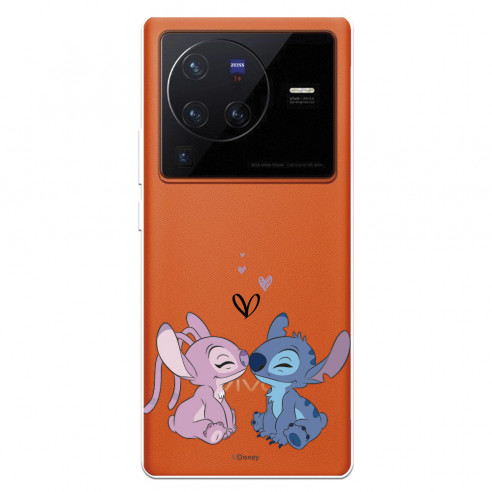 Funda para Vivo X80 Pro Oficial de Disney Angel & Stitch Beso - Lilo & Stitch