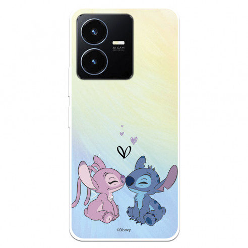 Funda para Vivo Y22S Oficial de Disney Angel & Stitch Beso - Lilo & Stitch