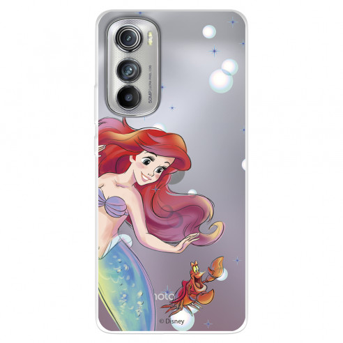 Funda para Motorola edge 30 Oficial de Disney Ariel y Sebastián Burbujas - La Sirenita