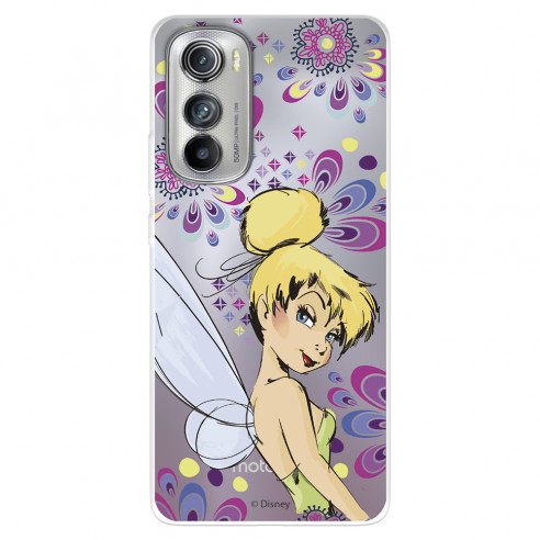 Funda para Motorola edge 30 Oficial de Disney Campanilla Flores - Peter Pan