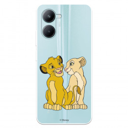 Funda para Realme C33 Oficial de Disney Simba y Nala Silueta - El Rey León