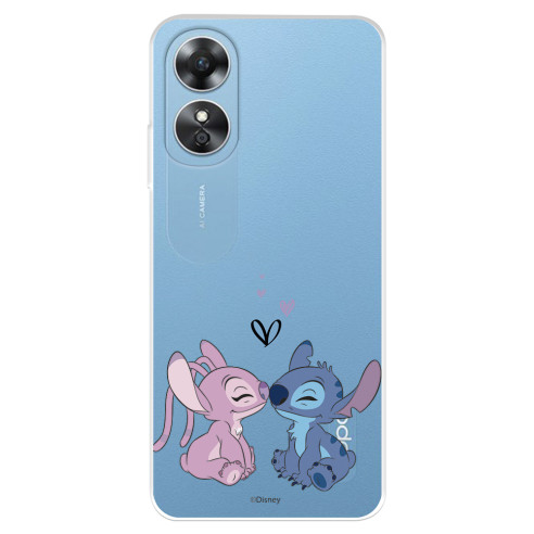 Funda para Oppo A17 Oficial de Disney Angel & Stitch Beso - Lilo & Stitch