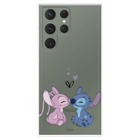 Funda para Samsung Galaxy S23 Ultra Oficial de Disney Angel & Stitch Beso - Lilo & Stitch