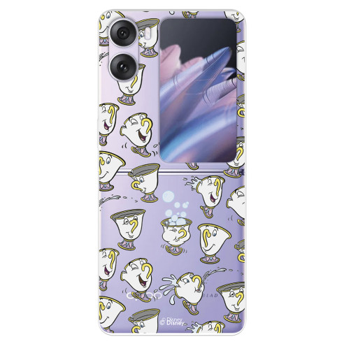 Funda para Oppo Find N2 Flip Oficial de Disney Chip Potts Siluetas - La Bella y la Bestia