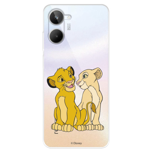 Funda para Realme 10 Oficial de Disney Simba y Nala Silueta - El Rey León