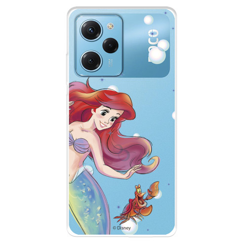 Funda para Xiaomi Poco X5 Pro 5G Oficial de Disney Ariel y Sebastián Burbujas - La Sirenita